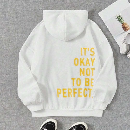 Women's Oversized Hoodie with Relaxed Back Slogan in Cotton Blend-The Yellow Prime