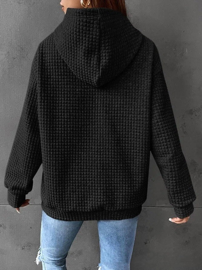 Women's Soft Cozy Waffle Knit Hoodie Sweater for Layering-The Yellow Prime
