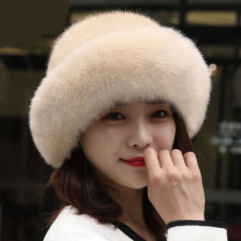 Women's Warm Cozy Winter Hat - Rounded Crown, Faux Fur Design-The Yellow Prime