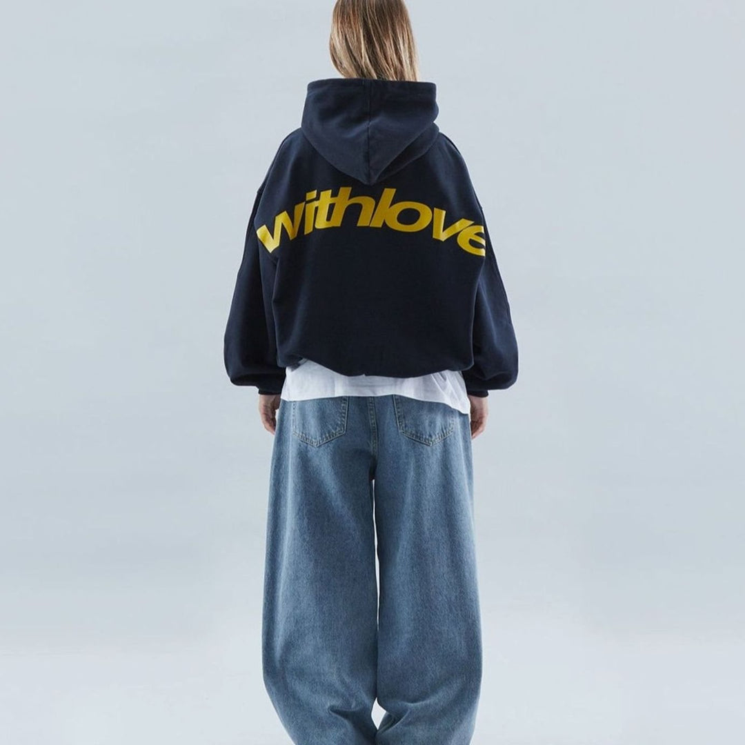 Women's Oversized Cropped Cotton-Polyester Blend Hoodie