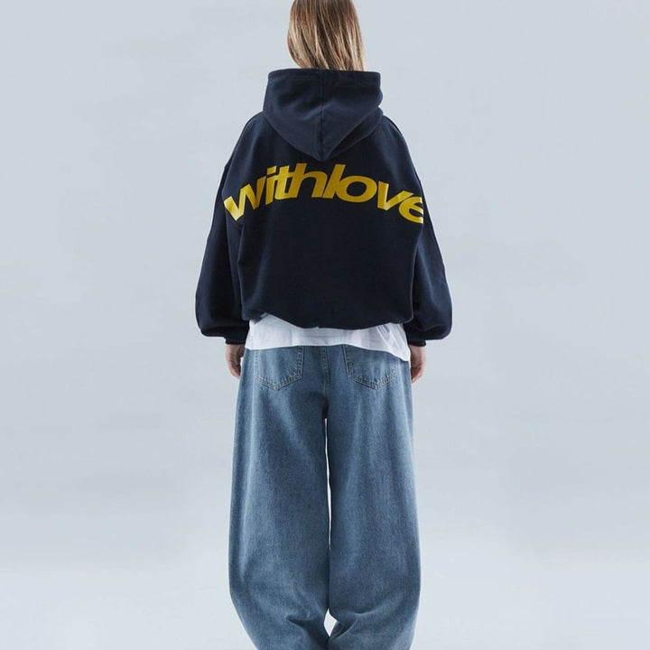 Women's Oversized Cropped Cotton-Polyester Blend Hoodie