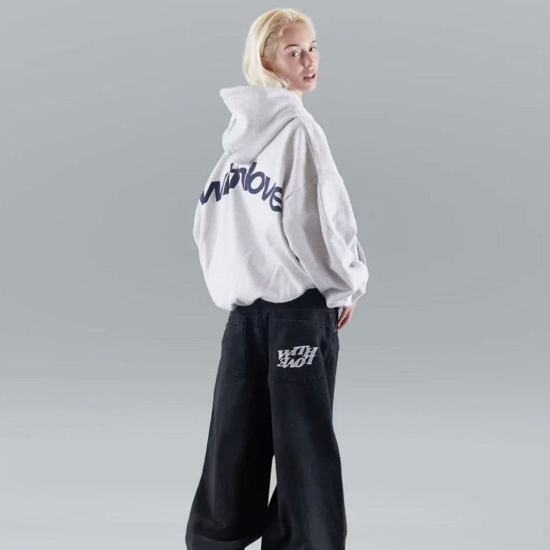 Women's Oversized Cropped Cotton-Polyester Blend Hoodie