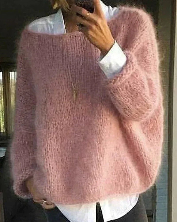 Women's Oversized Knitted Fluffy Sweater for Cozy Comfort