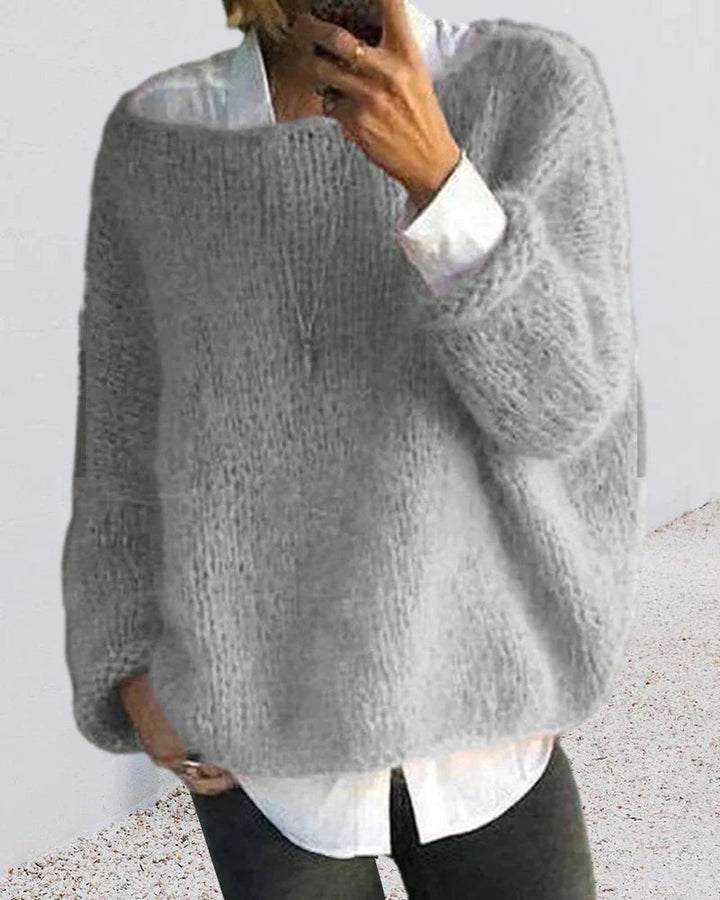 Women's Oversized Knitted Fluffy Sweater for Cozy Comfort