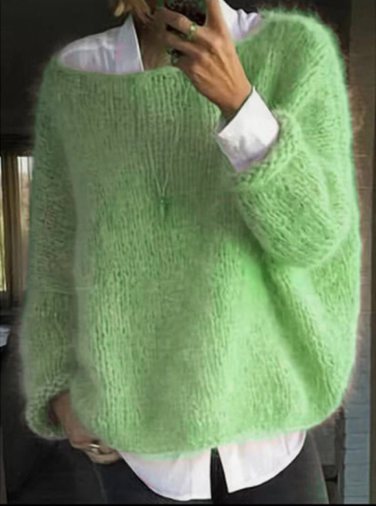 Women's Oversized Knitted Fluffy Sweater for Cozy Comfort