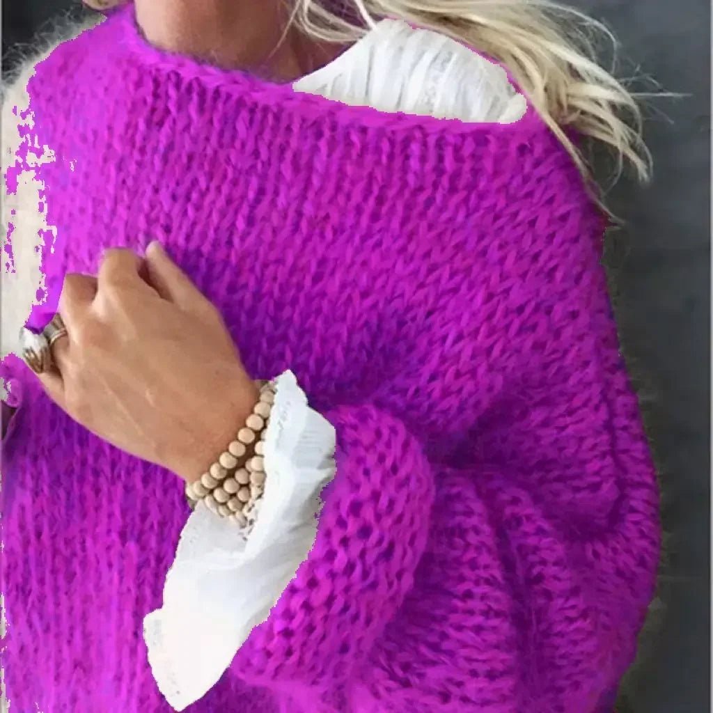 Women's Oversized Knitted Fluffy Sweater for Cozy Comfort