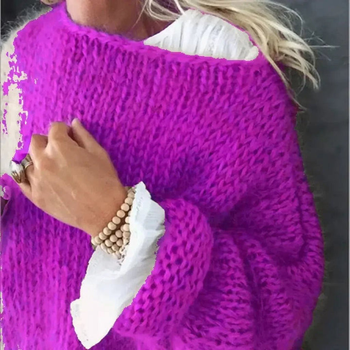 Women's Oversized Knitted Fluffy Sweater for Cozy Comfort