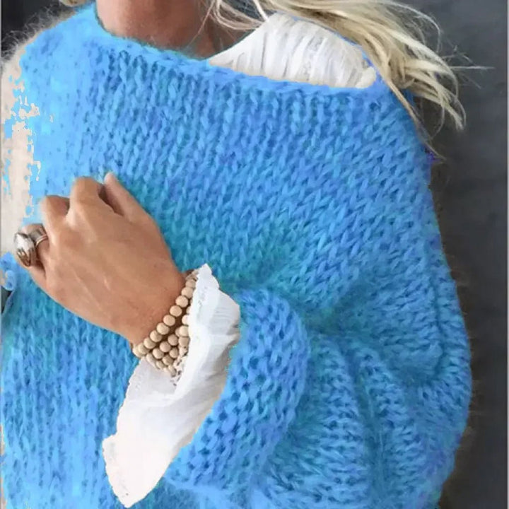 Women's Oversized Knitted Fluffy Sweater for Cozy Comfort