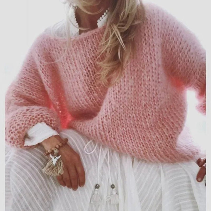 Women's Oversized Knitted Fluffy Sweater for Cozy Comfort