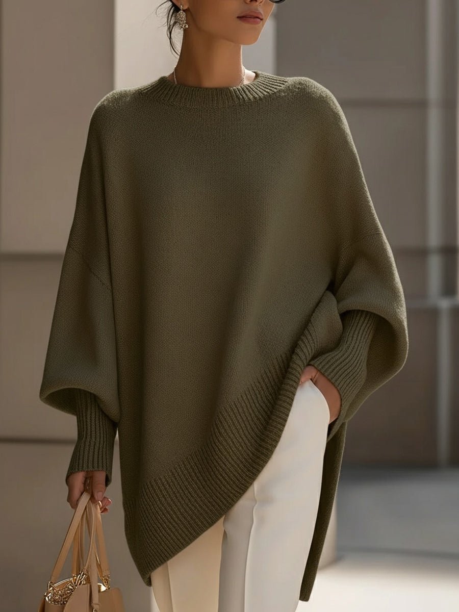 Women's Oversized Batwing Knit Sweater for Cozy Style