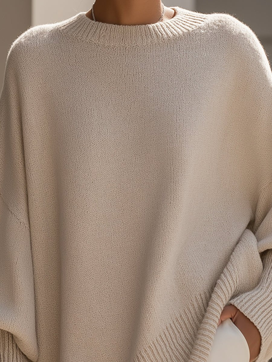 Women's Oversized Batwing Knit Sweater for Cozy Style