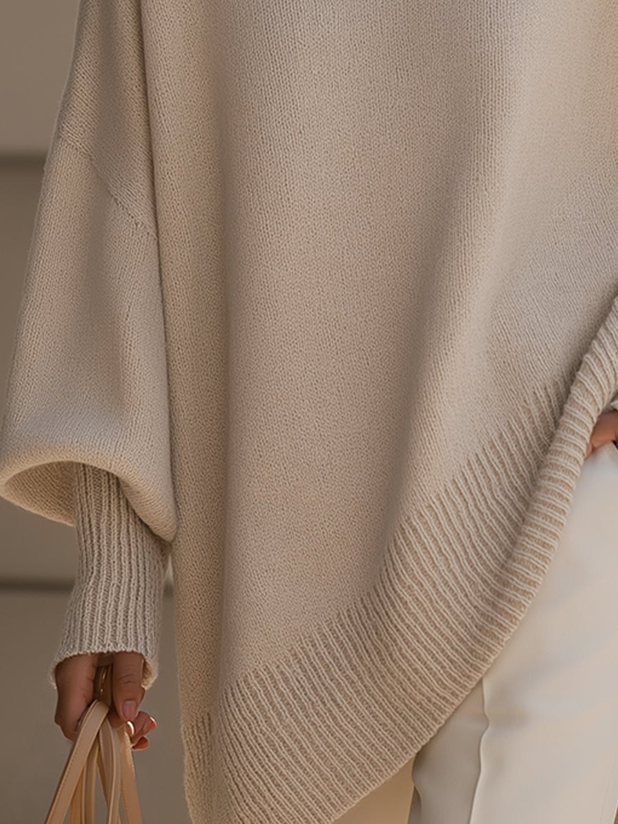Women's Oversized Batwing Knit Sweater for Cozy Style