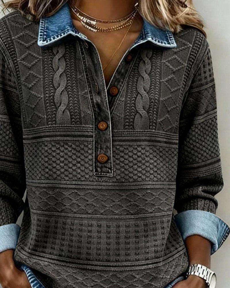 Women's Relaxed-Fit Half-Knot Structured Sweatshirt