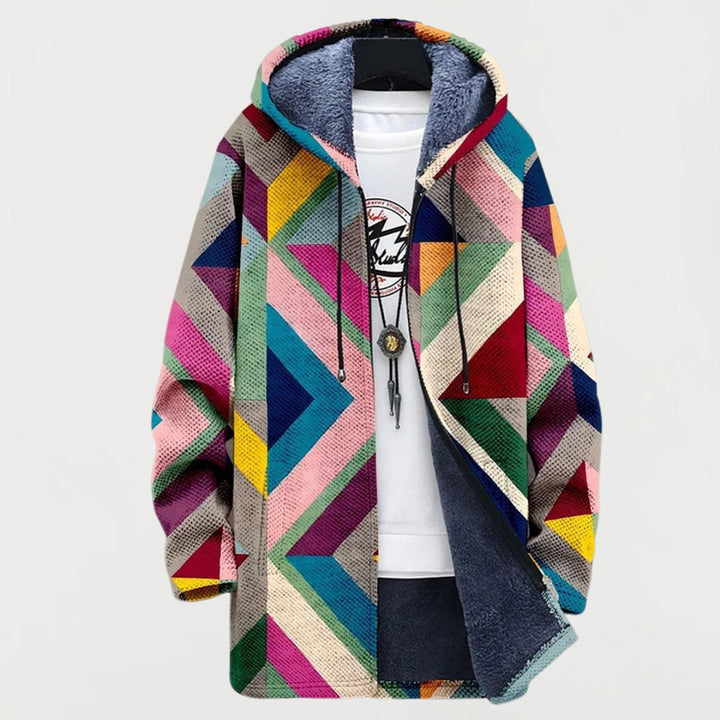 Geometrisk fleecehettevest for kvinner i flere farger