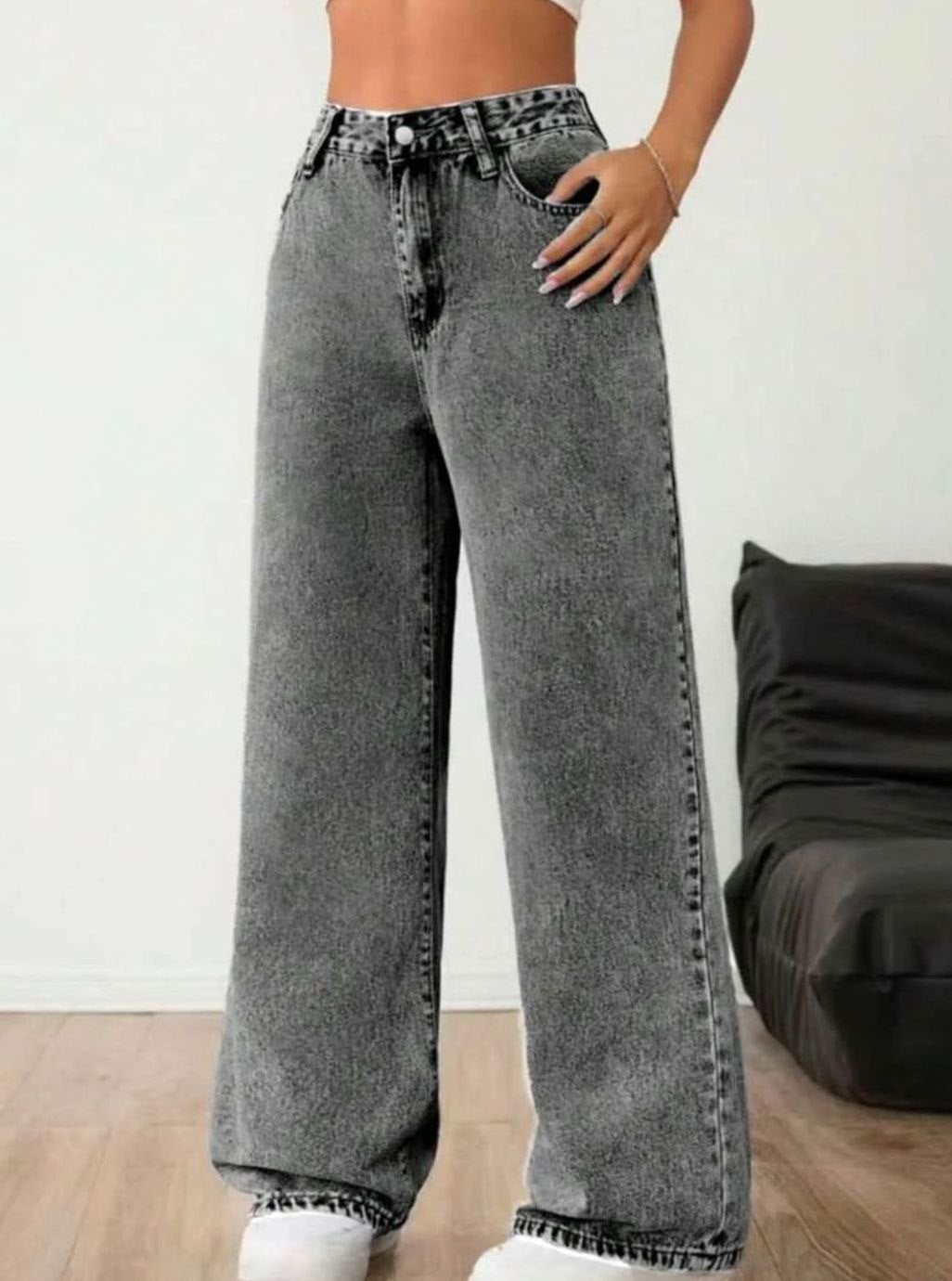 Women's Wide Leg Mid Rise Light Wash Denim Jeans
