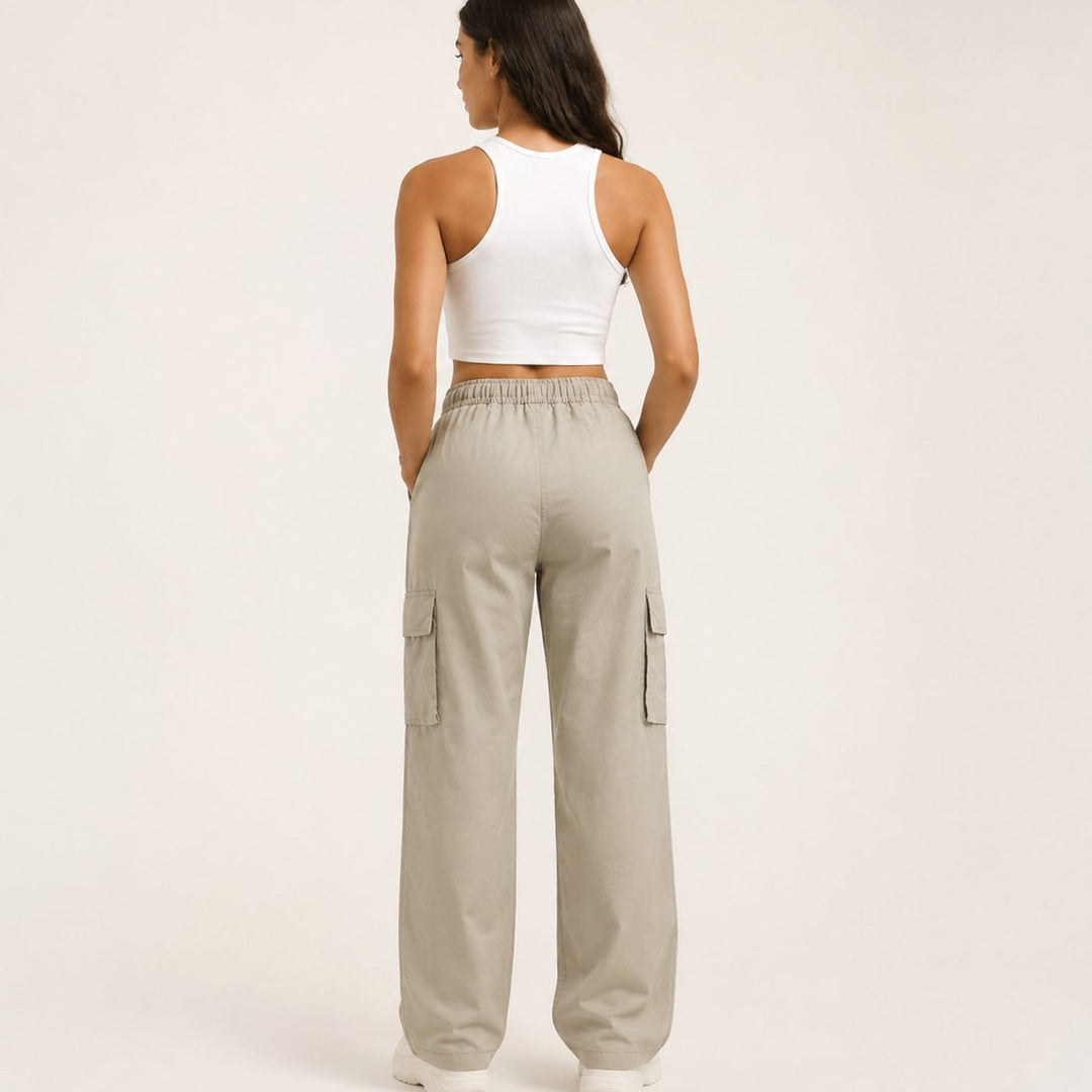 Women's Loose-Fitting Cargo Pants with Drawstring and Pockets