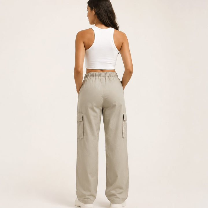 Women's Loose-Fitting Cargo Pants with Drawstring and Pockets