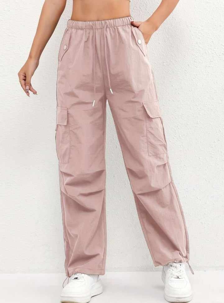 Women's Loose-Fitting Cargo Pants with Drawstring and Pockets