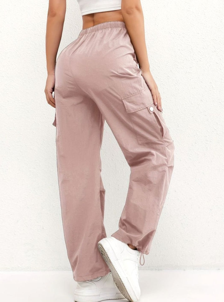 Women's Loose-Fitting Cargo Pants with Drawstring and Pockets