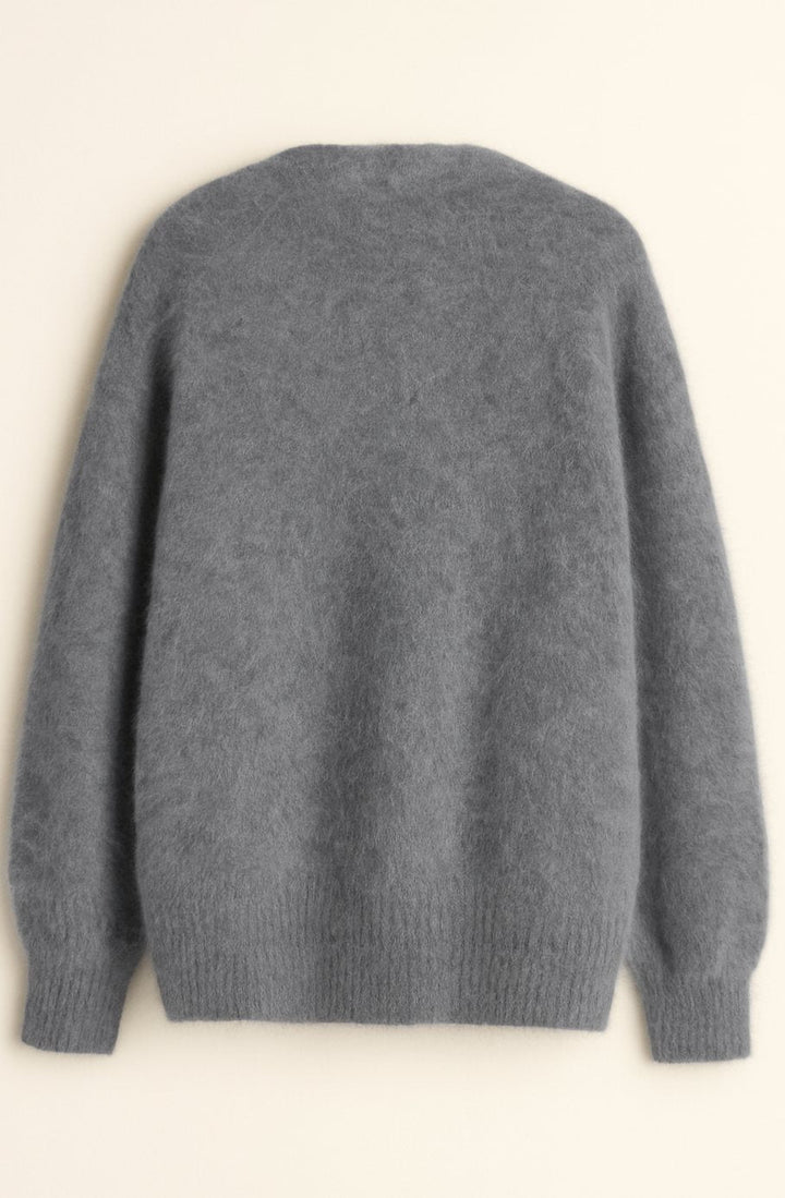 Women's Soft Fluffy Knitted Cardigan with Button Closure