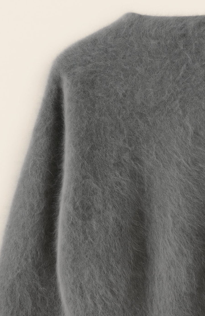 Women's Soft Fluffy Knitted Cardigan with Button Closure