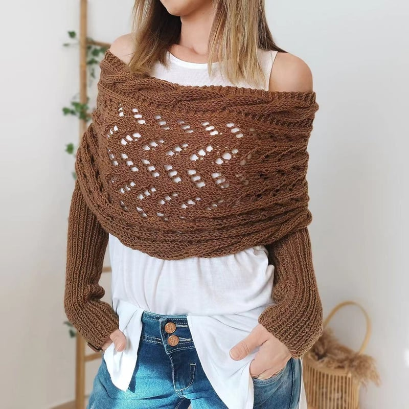 Women's Knit Openwork Rectangular Scarf for Winter-The Yellow Prime