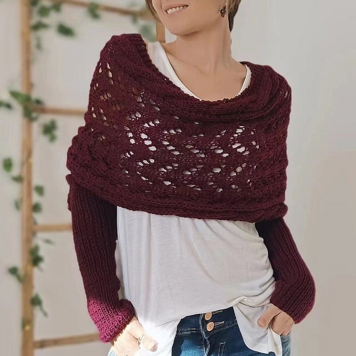 Women's Knit Openwork Rectangular Scarf for Winter-The Yellow Prime