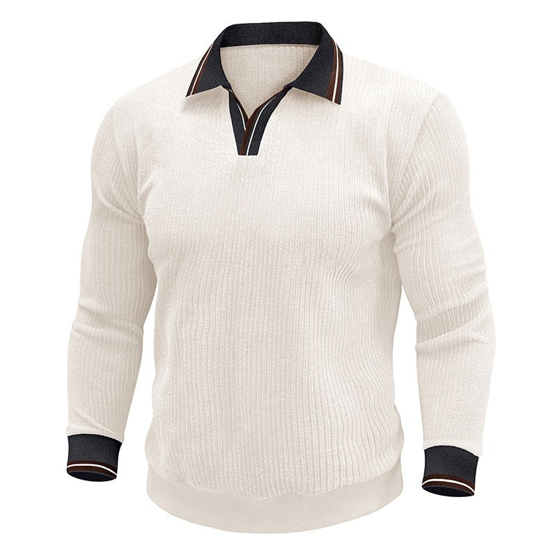 Suéter polo de punto acanalado para hombre