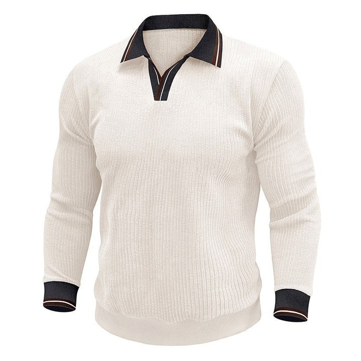 Suéter polo de punto acanalado para hombre