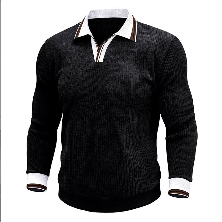Suéter polo de punto acanalado para hombre