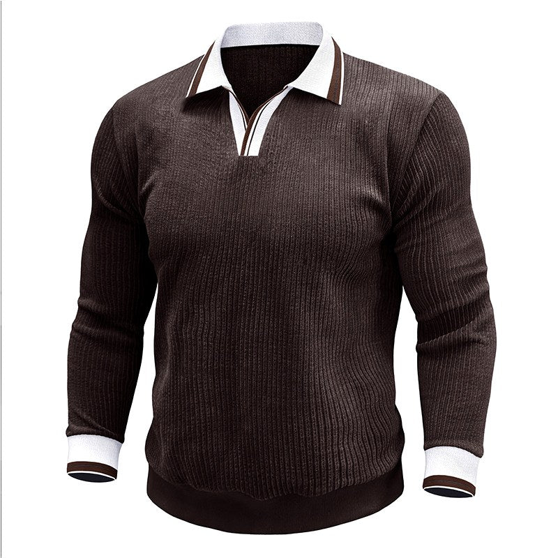 Suéter polo de punto acanalado para hombre