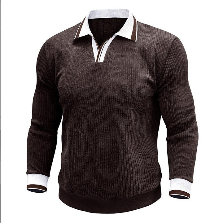 Suéter polo de punto acanalado para hombre