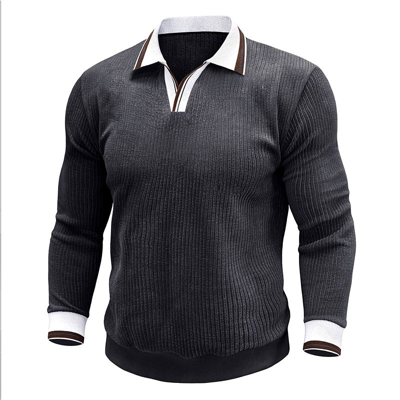 Suéter polo de punto acanalado para hombre