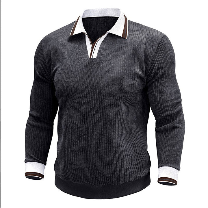 Suéter polo de punto acanalado para hombre