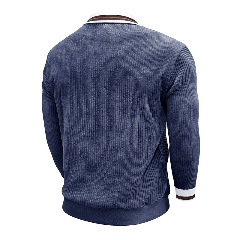Suéter polo de punto acanalado para hombre