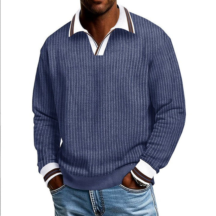 Suéter polo de punto acanalado para hombre