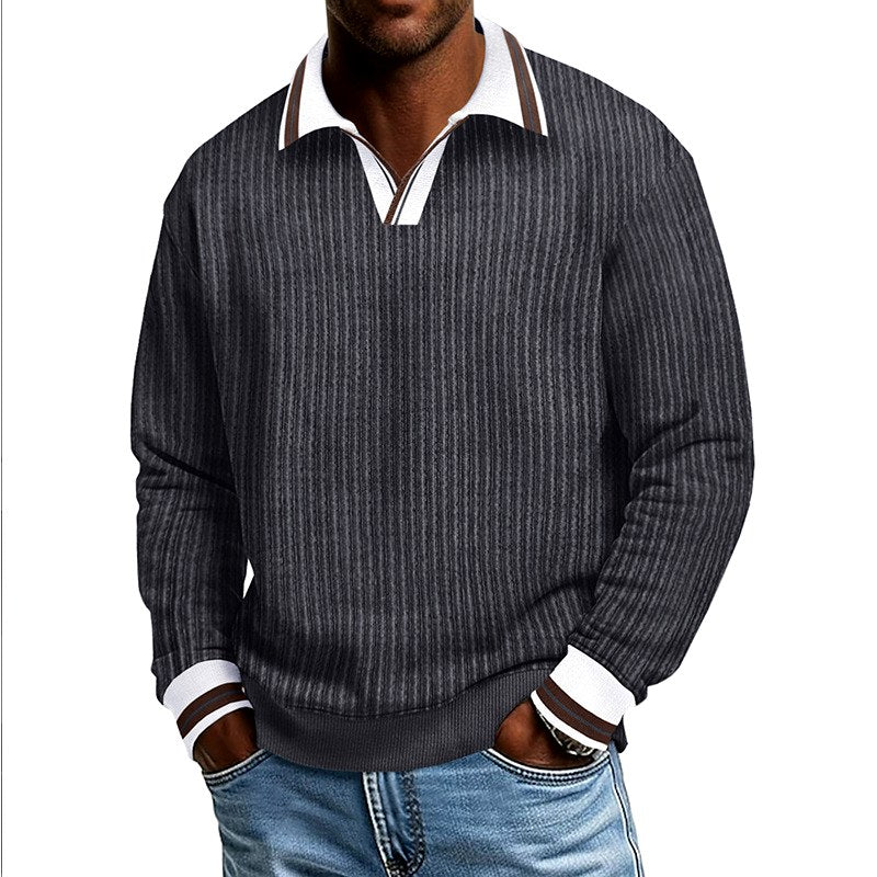 Suéter polo de punto acanalado para hombre