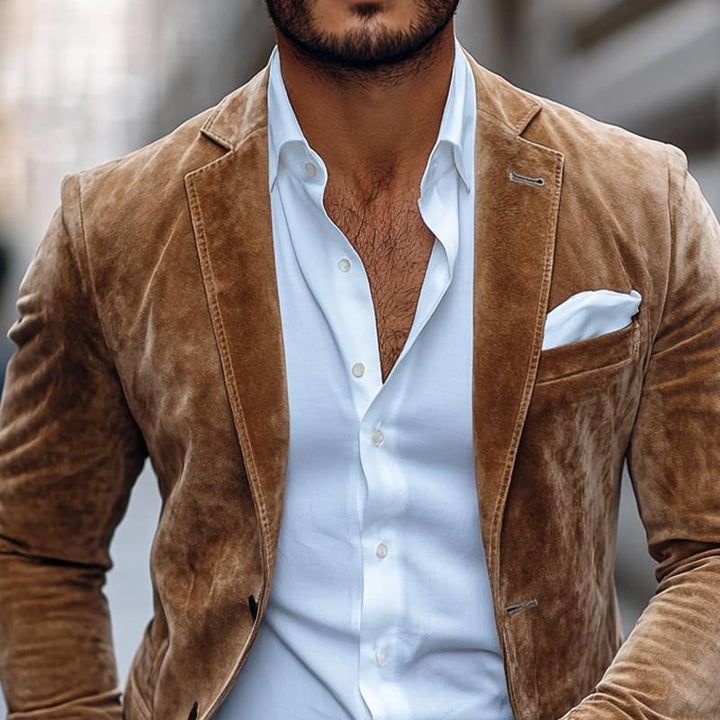 Blazer ajusté en daim pour homme