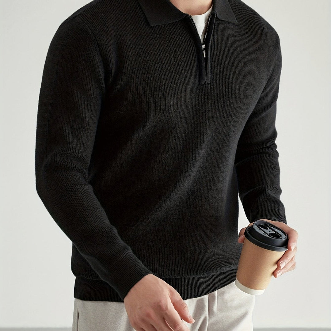 Men's Classic Quarter-Zip Polo Sweater