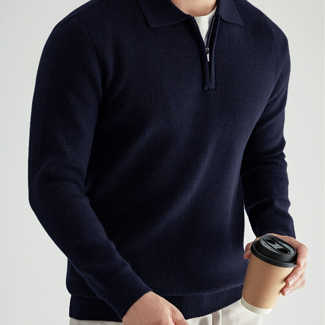 Men's Classic Quarter-Zip Polo Sweater