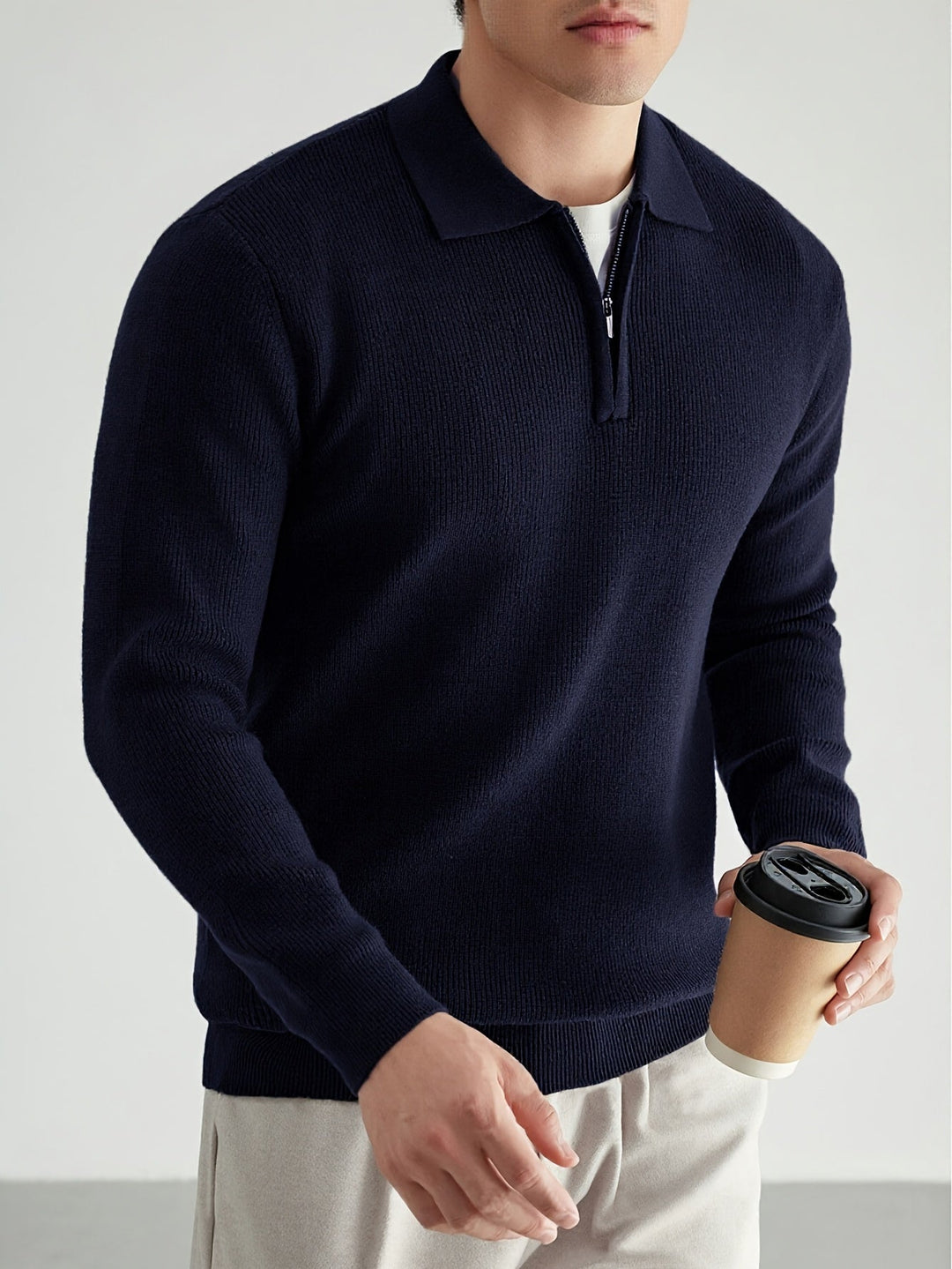 Men's Classic Quarter-Zip Polo Sweater