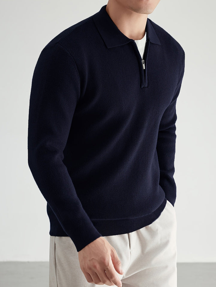 Men's Classic Quarter-Zip Polo Sweater