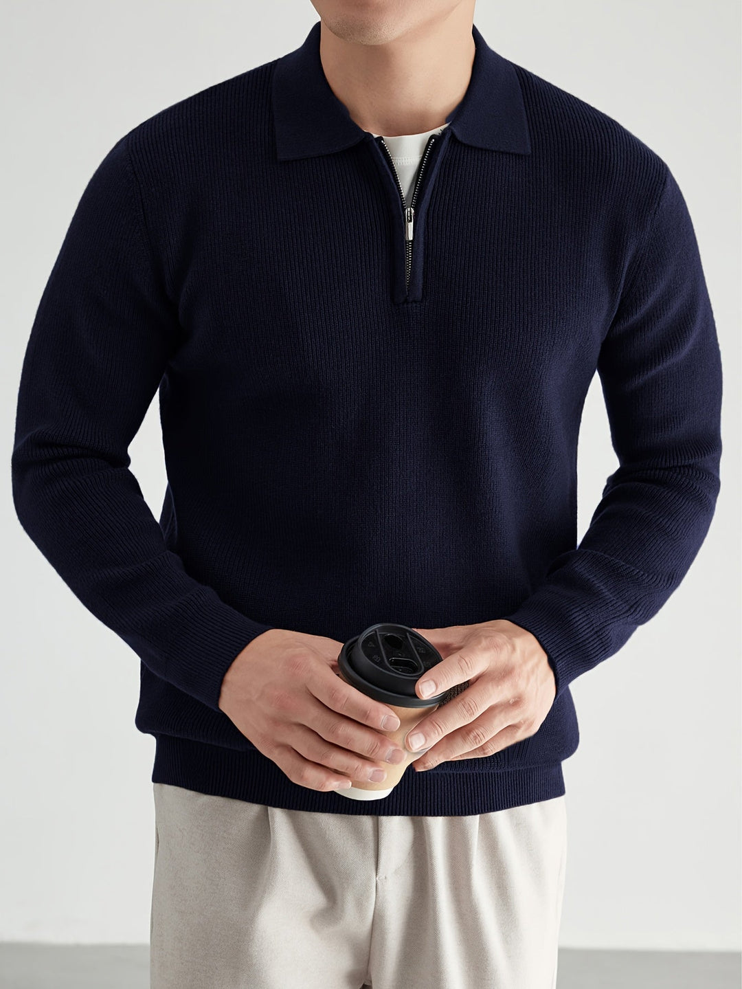Men's Classic Quarter-Zip Polo Sweater