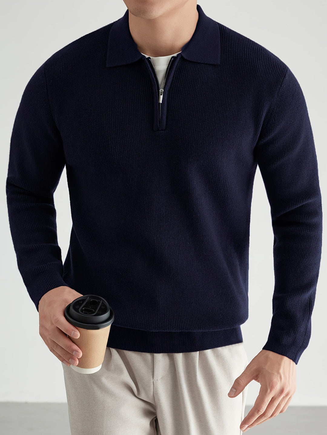 Men's Classic Quarter-Zip Polo Sweater