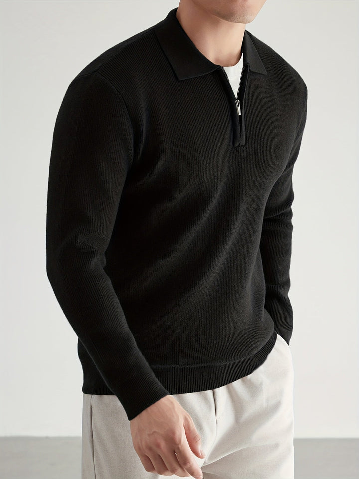 Men's Classic Quarter-Zip Polo Sweater