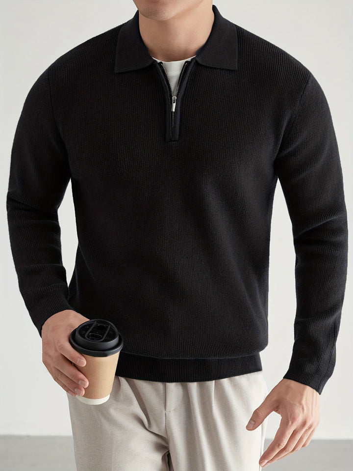 Men's Classic Quarter-Zip Polo Sweater