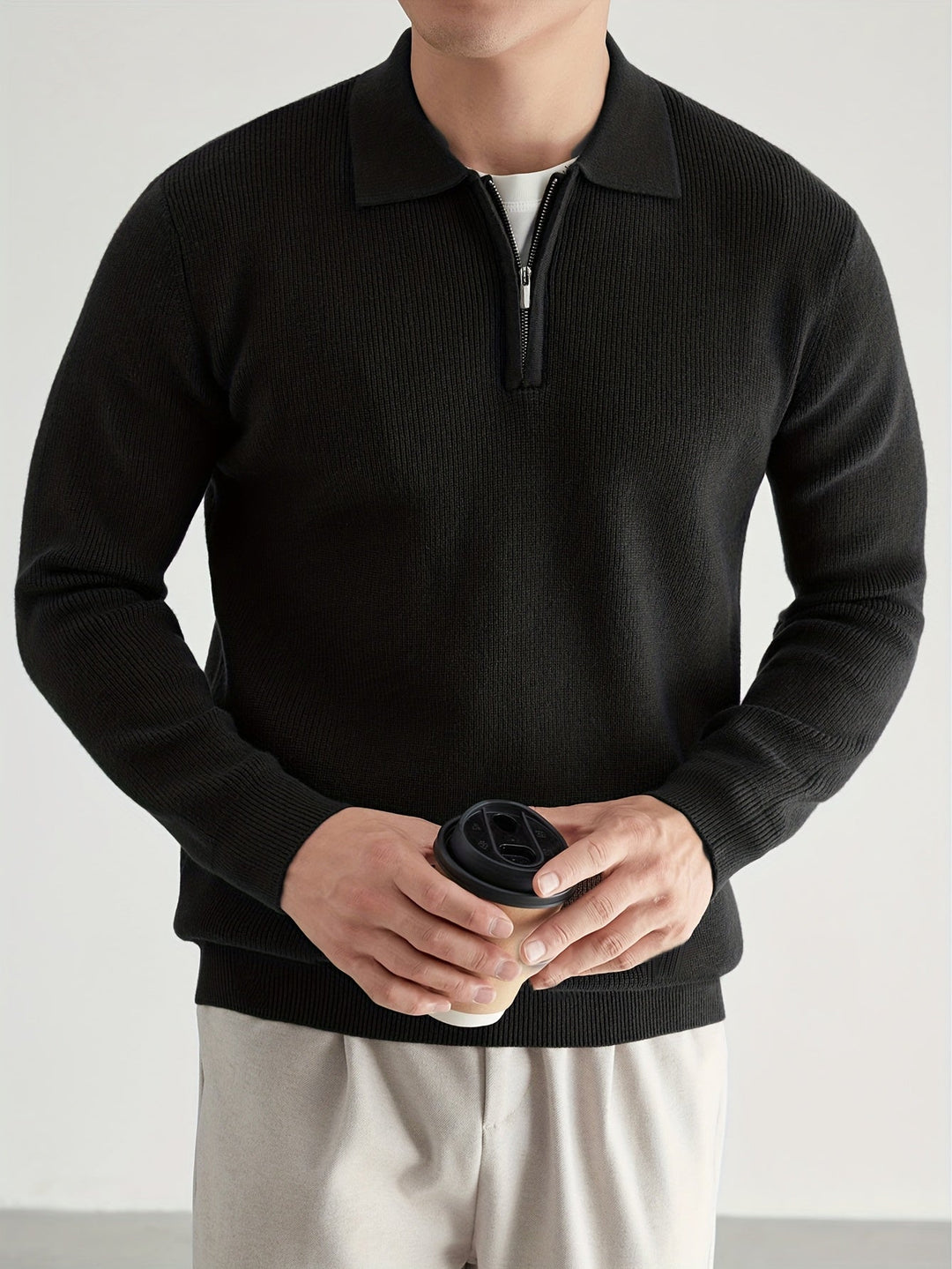 Men's Classic Quarter-Zip Polo Sweater