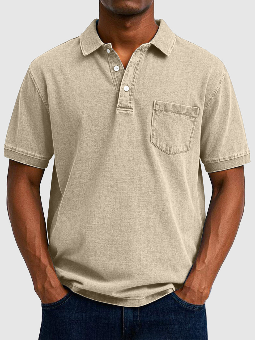 Kenneth | Men's Cotton Denim Short Sleeve Polo Shirt