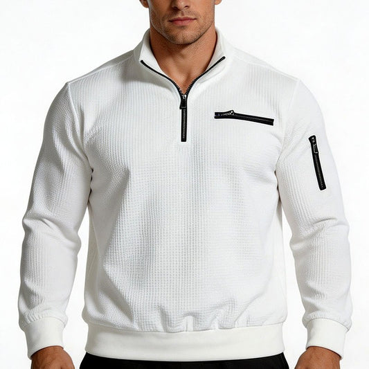 Men's Textured Quarter-Zip Pullover Sweatshirt – Cozy Fall & Winter