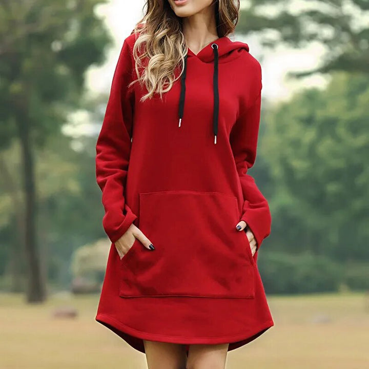 Women's Soft Cozy Longline Hoodie Dress in Brushed Knit-The Yellow Prime